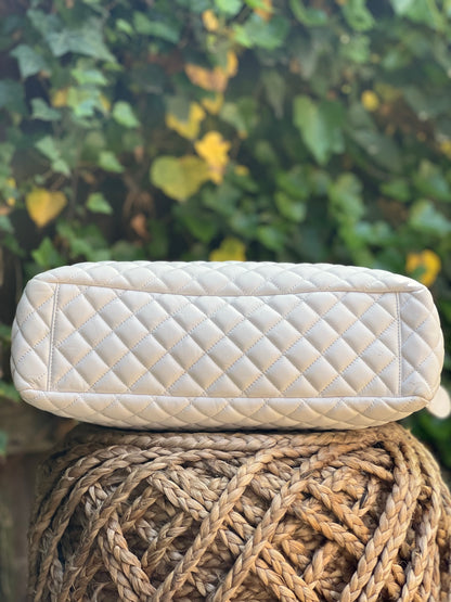 Versace White Napa Leather Quilted Tote Bag